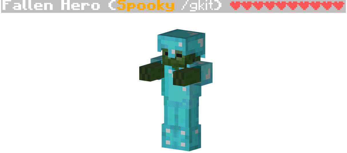 Fallen Hero (Spooky /gkit) - a zombie in the Spooky kit's diamond armor with its health bar